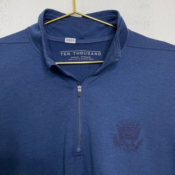 Ten Thousand Sweatshirt Mens Medium Merino Wool 1/4 Zip Pullover Great Seal USA - Picture 3 of 8